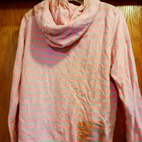 American Eagle Outfitters Striped Pink and Grey Hoodie - Medium - Picture 2 of 4